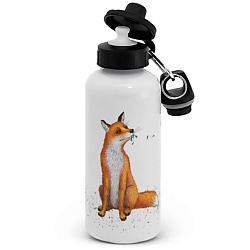 Бутылка для воды алюминиевая 500 мл "Наглая рыжая морда" Лиса с карабином