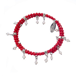Браслет Crespino пружина, с кораллом и жемчугом