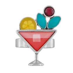 Кольцо Cocktail, разъемное, с цветной смолой и бусинами