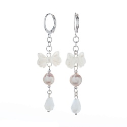 Серьги, Splendore, с бантом, жемчугом и кристаллом