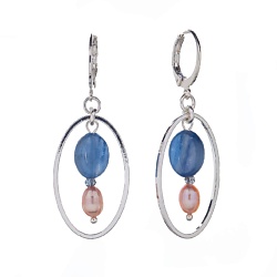 Серьги Alba, с кианитом и жемчугом