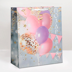 Пакет подарочный ламинированный, упаковка, "Поздравляю!"