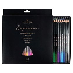 Цветные карандаши набор Superior, 24 цвета soft touch с золотом
