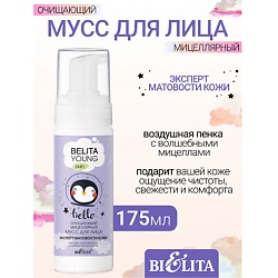 Очищающий мицеллярный мусс для лица Эксперт матовости кожиYOUNG SKIN «Безупречное сияние»