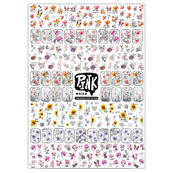 Слайдеры для ногтей Серебряные цветы фольга