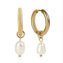 Серьги Leda Hoops Base Rice Pearl gold