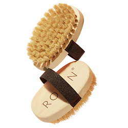 Щетка для сухого массажа тела антицеллюлитная с щетиной кабана средней жесткости с ремешком