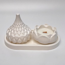 Набор свечей из кокосового воска на подставке