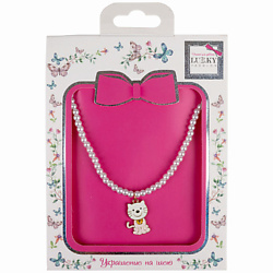 Цепочка из жемчужных бусинок с подвеской Котик