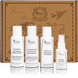 Тревел-набор: Шампунь, Бальзам, Гель для душа, Спрей для волос