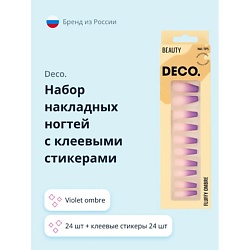 Набор накладных ногтей с клеевыми стикерами FLUFFY OMBRE violet ombre