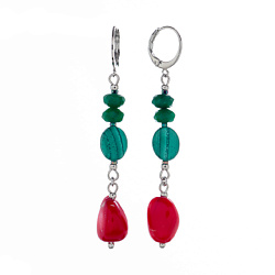 Серьги Crespino с кораллом, агатом и малахитом