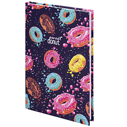 Блокнот А5, твёрдый, клетка, выборочный лак  KIDS, Donuts