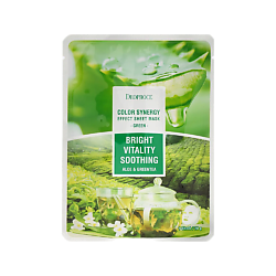 Тканевая маска для лица с экстрактом зелёного чая и алоэ