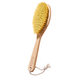 Щетка для сухого массажа тела антицеллюлитная с волокнами тампико высокой жесткости с ручкой