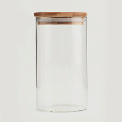 Банка для хранения с деревянной крышкой, 1000 мл