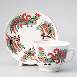 Чашка с блюдцем чайная "Два Петуха"