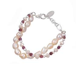 Браслет Alba, двойной, жемчуг, содалит и кристаллы