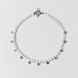 Чокер из белого жемчуга с кристаллами