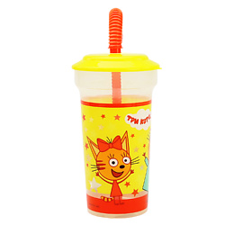 Стакан с трубочкой Три кота