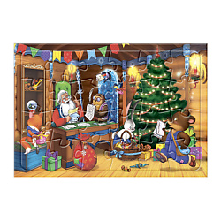 Пазл листовой на подложке В гостях у Деда Мороза