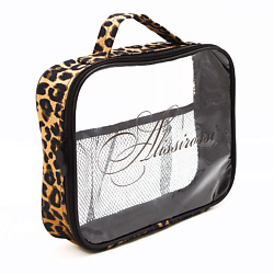 Косметичка-сумка прозрачная из пленки леопардовая