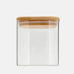 PREMIUM Банка для хранения с бамбуковой крышкой квадратная, 800 мл