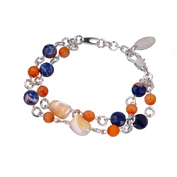 Браслет Alba, двойной, перламутр, сердолик и содалит