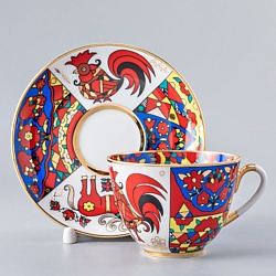 Чашка с блюдцем чайная  "Народные узоры"