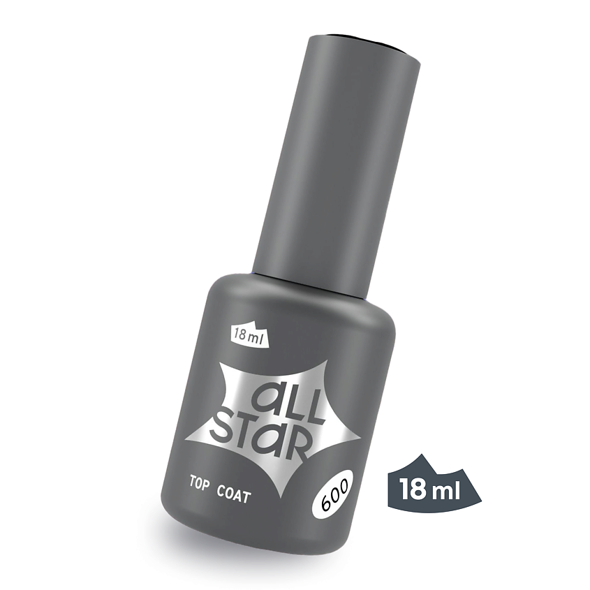 ALL STAR PROFESSIONAL Топ для ногтей глянцевый без липкого слоя, TOP NO ...