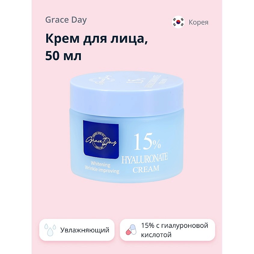 GRACE DAY Крем для лица 15% с гиалуроновой кислотой (увлажняющий ...