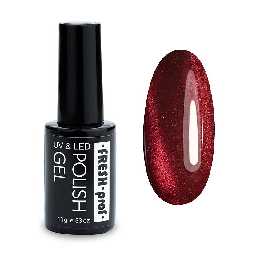 FRESH PROF Гель лак для ногтей 5D Cat Eye, №01 Черный с красным ...