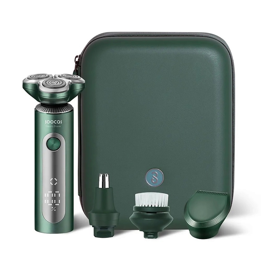 SOOCAS Бритва электрическая S5 4 в 1, Зеленый, 4 насадки, триммер для ...