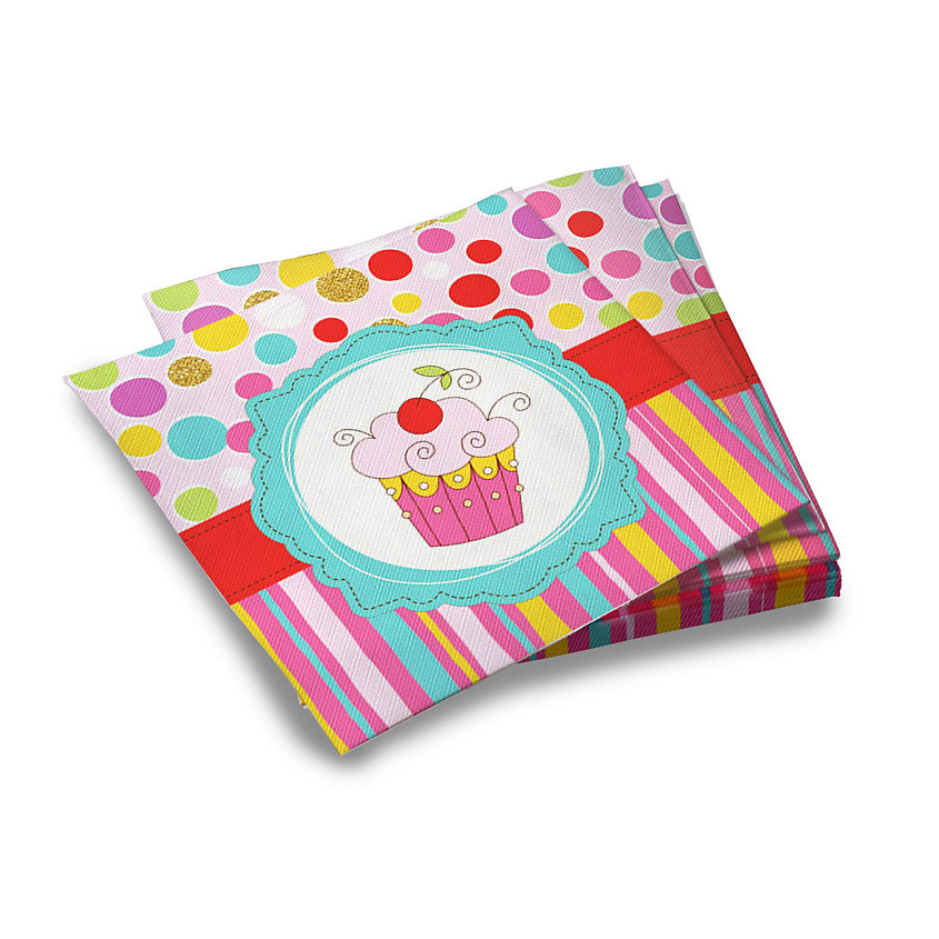 Изображение товара Набор трехслойных бумажных салфеток Тортик, 33x33 см, 20 шт