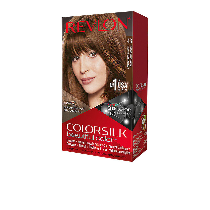 Изображение товара Безаммиачная стойкая краска для волос Revlon ColorSilk 43 Medium Golden Brown
