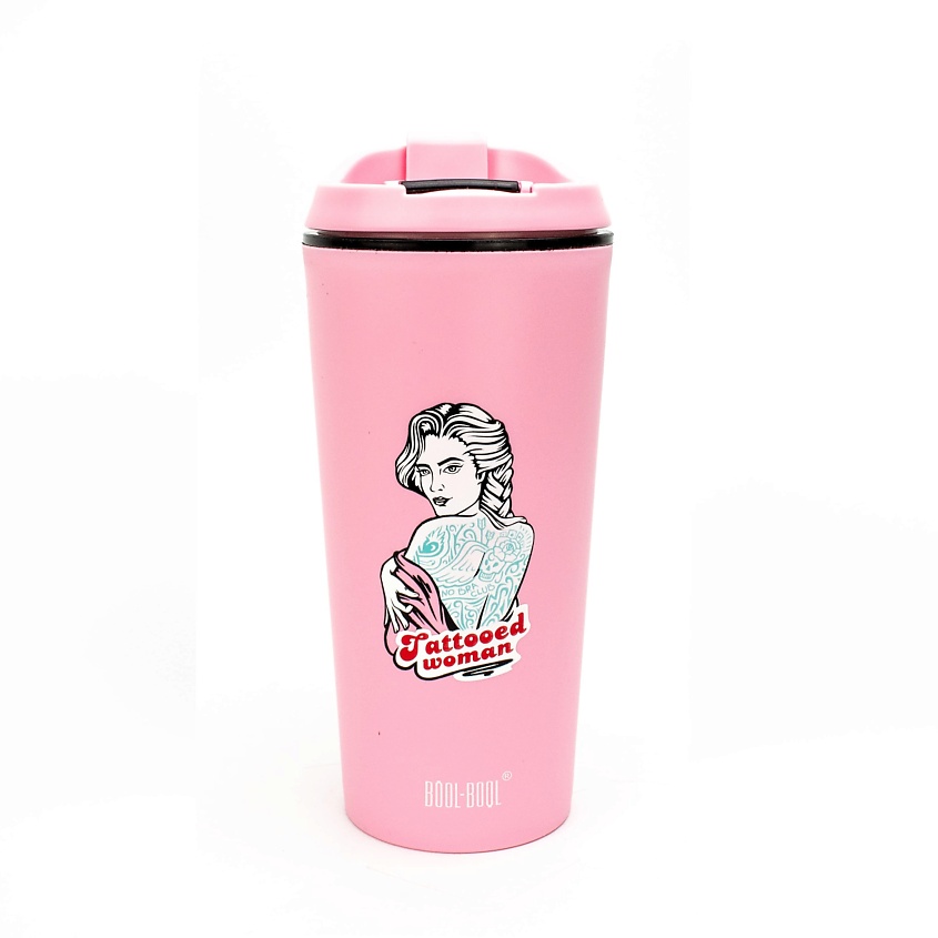 Изображение товара BOOL BOOL Стакан-тамблер для напитков с классической крышкой "THE WITTY SERIES" 350 мл, цвет: розовый