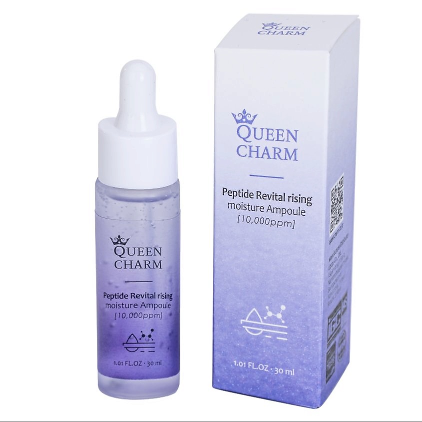 Изображение товара QUEEN CHARM Ампульная сыворотка для лица омолаживающая увлажняющая с пептидами, 30