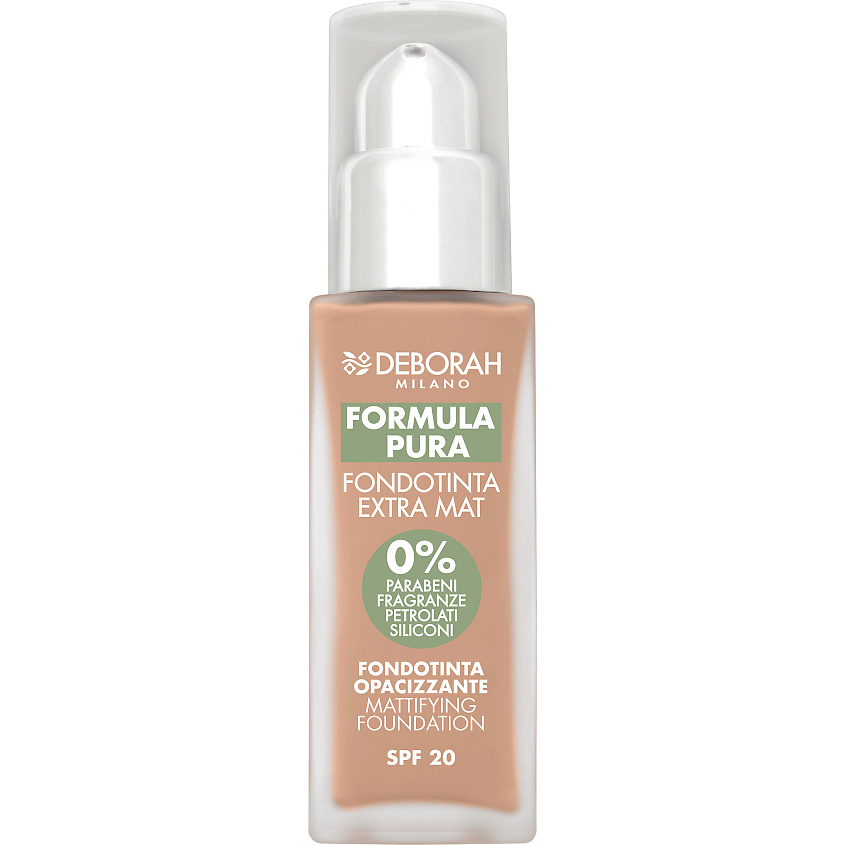 Изображение товара DEBORAH MILANO Тональная основа матирующая Formula Pura Extra Mat Foundation, № 04 Абрикосовый, 30мл