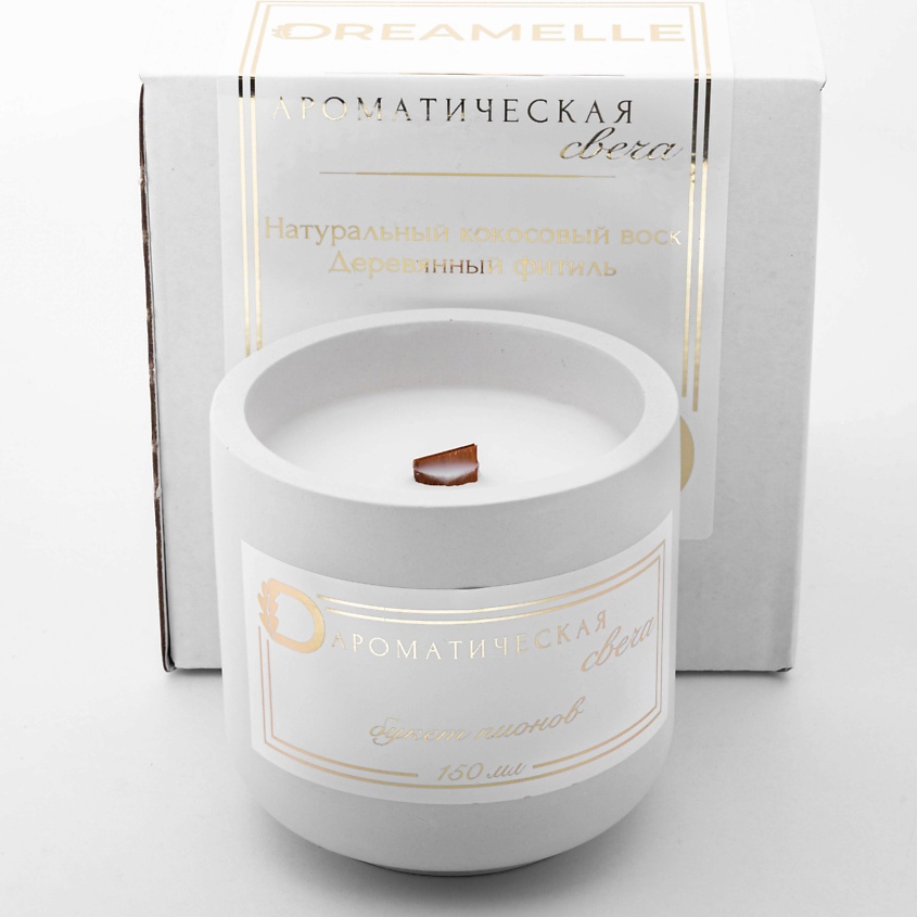 Изображение товара DREAMELLE Свеча ароматическая в гипсовом стакане, Букет пионов