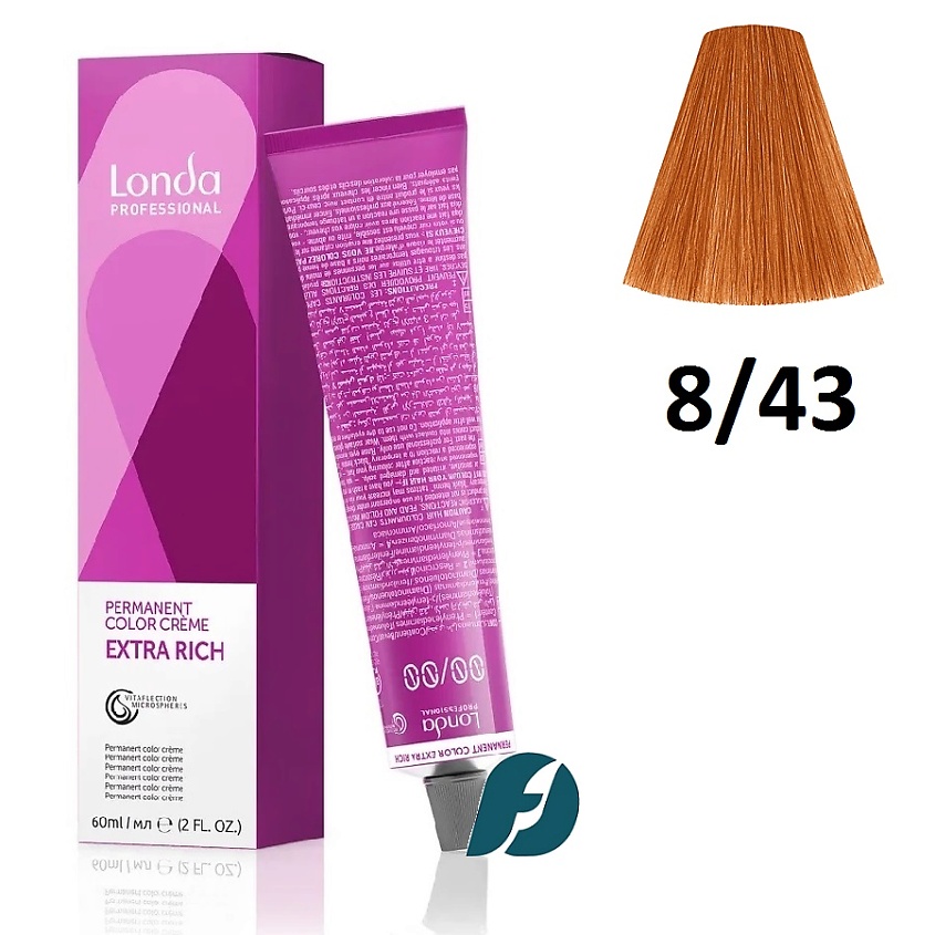 Изображение товара LONDA PROFESSIONAL Стойкая крем-краска для волос Permanent Color, 8/43 светлый блонд медно-золотистый
