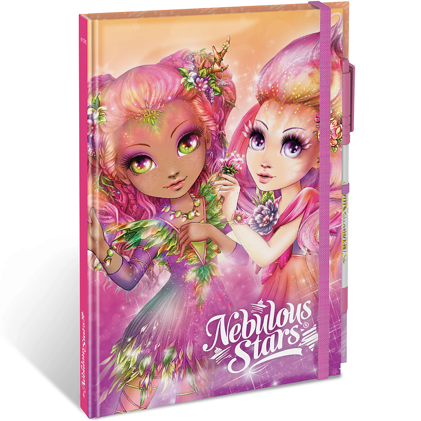 Изображение товара NEBULOUS STARS Серия: Hazelia. Блокнот 2в1 в жестком переплете, на резинке, с гелевой ручкой, Оранжевый