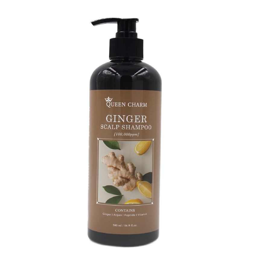 Изображение товара QUEEN CHARM Восстанавливающий шампунь для волос и кожи головы с 10% экстрактом имбиря, 1 шт.