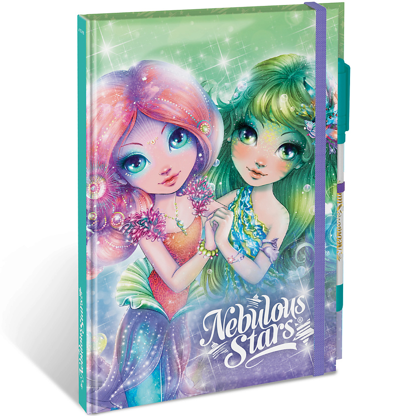 Изображение товара NEBULOUS STARS Серия: Coralia. Блокнот 2в1 в жестком переплете, на резинке, с гелевой ручкой, Зеленый