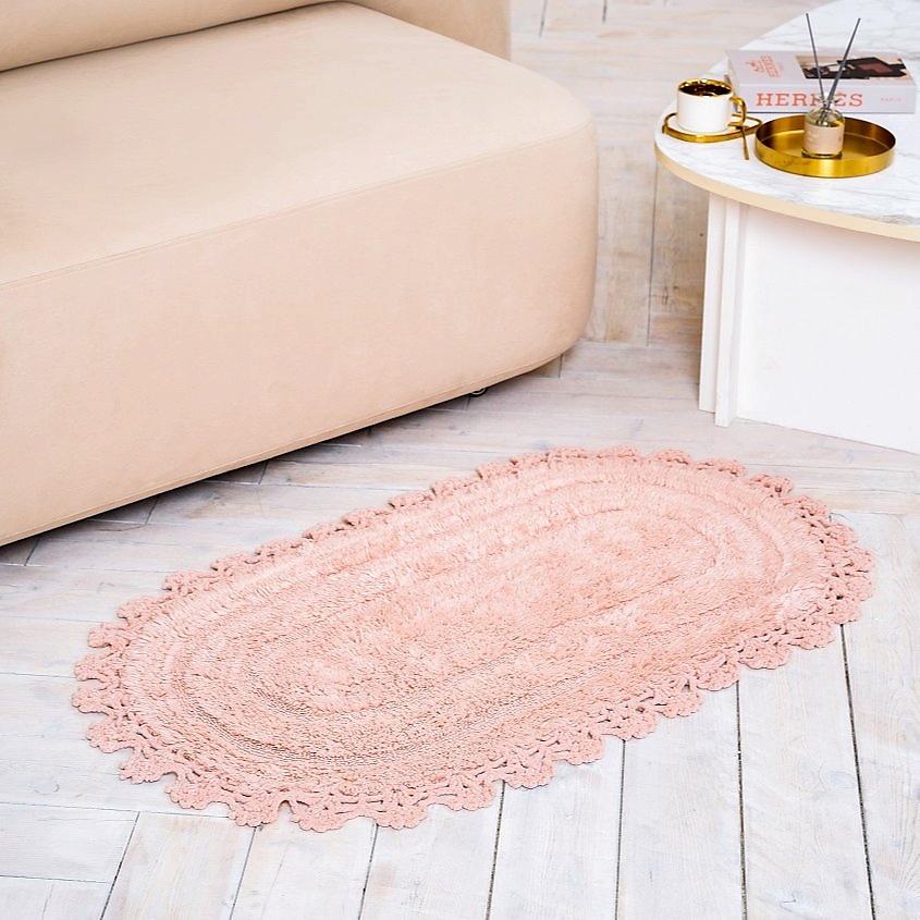 Изображение товара ARYA HOME COLLECTION Коврик Arya С Гипюром 60Х100 2 Пр. Afro Розовый, 1 шт.