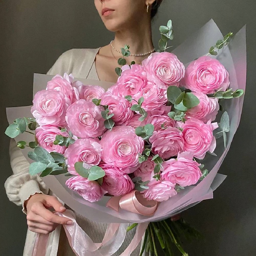 Изображение товара VERESK Букет изысканных ранункулюсов с эвкалиптом, 1 шт.