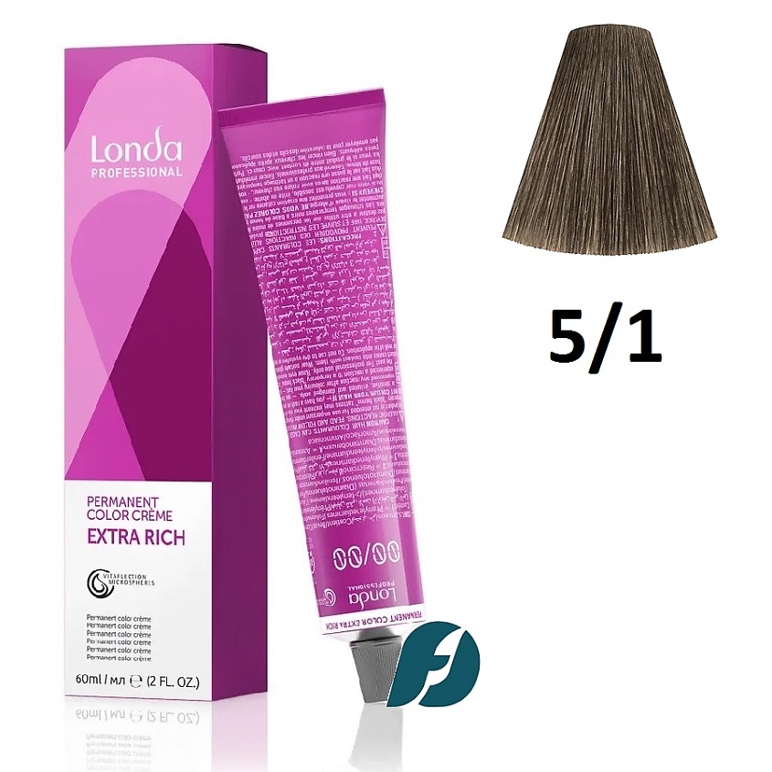 Изображение товара Стойкая крем-краска для волос LONDA PROFESSIONAL Permanent Color 5/1 светлый шатен пепельный