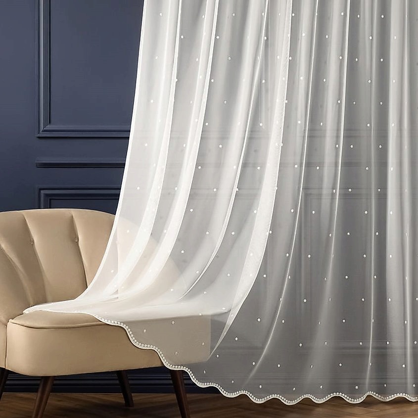 Изображение товара Штора ARYA HOME COLLECTION Moza Молочный 100% полиэстер современная уютная драпировка