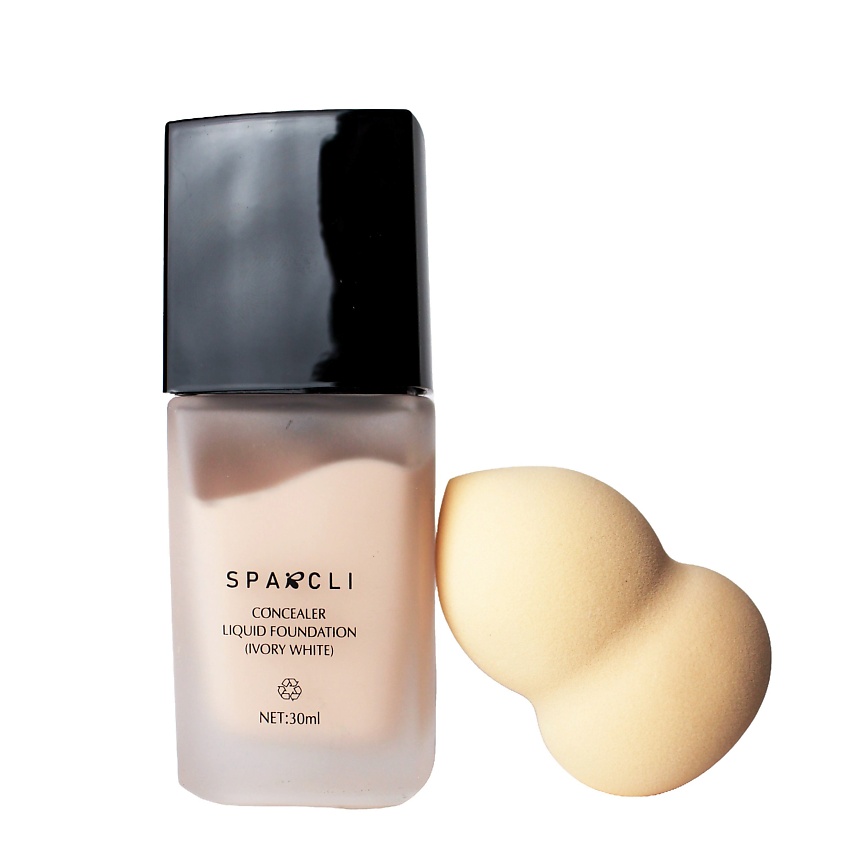 Изображение товара SPARCLI Тональный крем-консилер для лица со спонжем 01 Ivory, легкое нанесение и стойкое покрытие