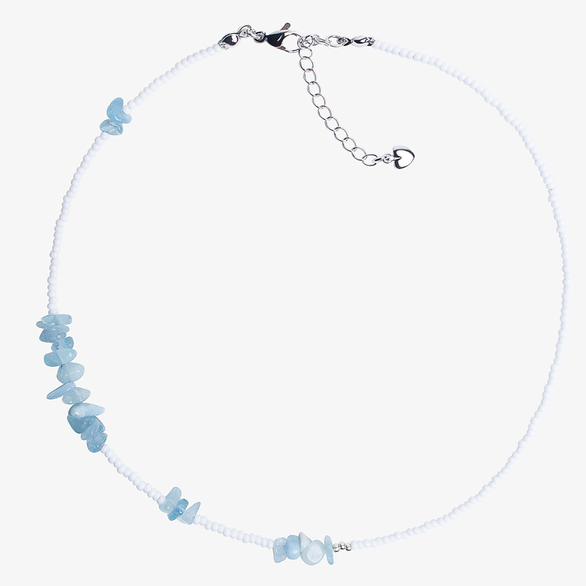 Изображение товара Чокер из бисера с голубым аквамарином от Higher-Aura 36 см