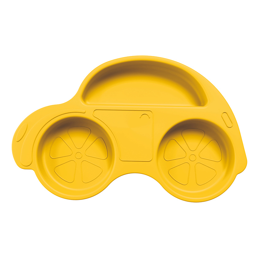 Изображение товара Силиконовая детская тарелка Машинка с секциями желтый SILIHOME